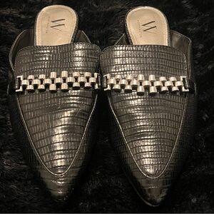 Worthington Black Croc-Embossed Mules – Women’s Size 8.5M